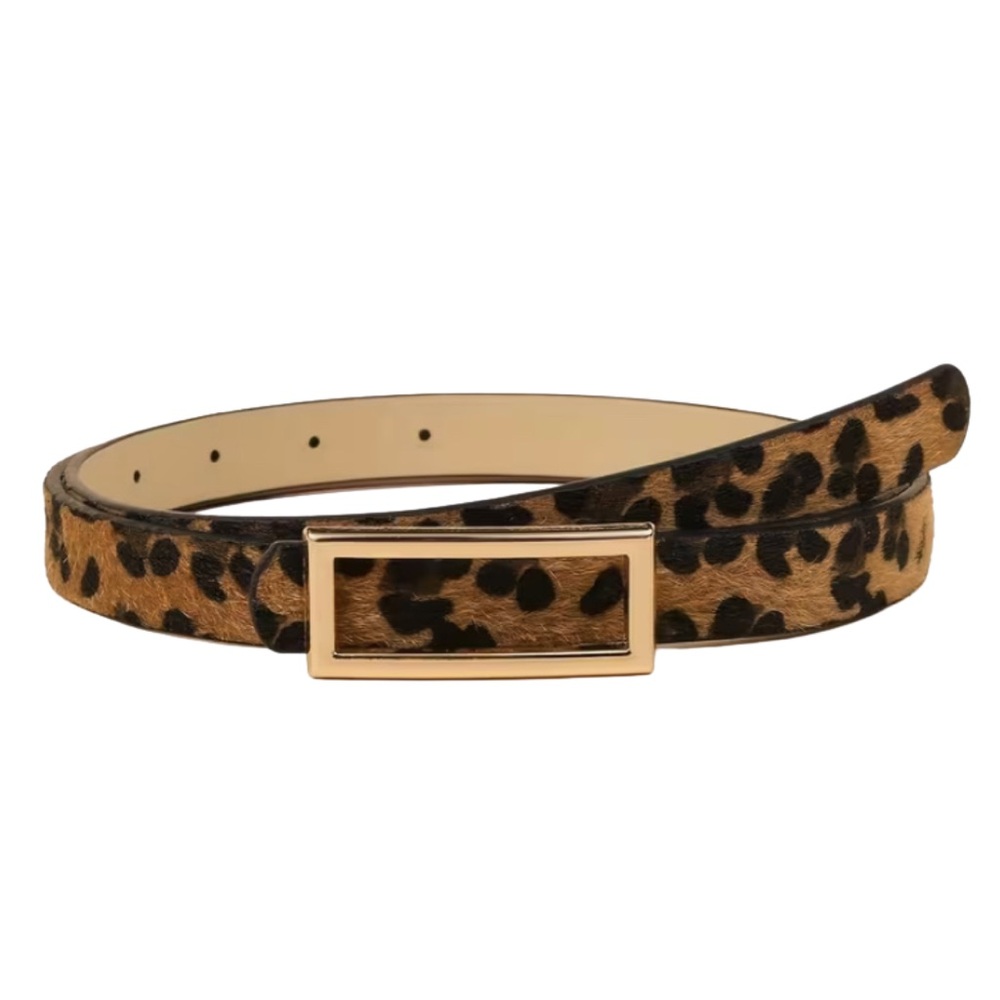2/$30 Leopard Animal Print Skinny Belt Black Tan Medium Adjustable Mobwife